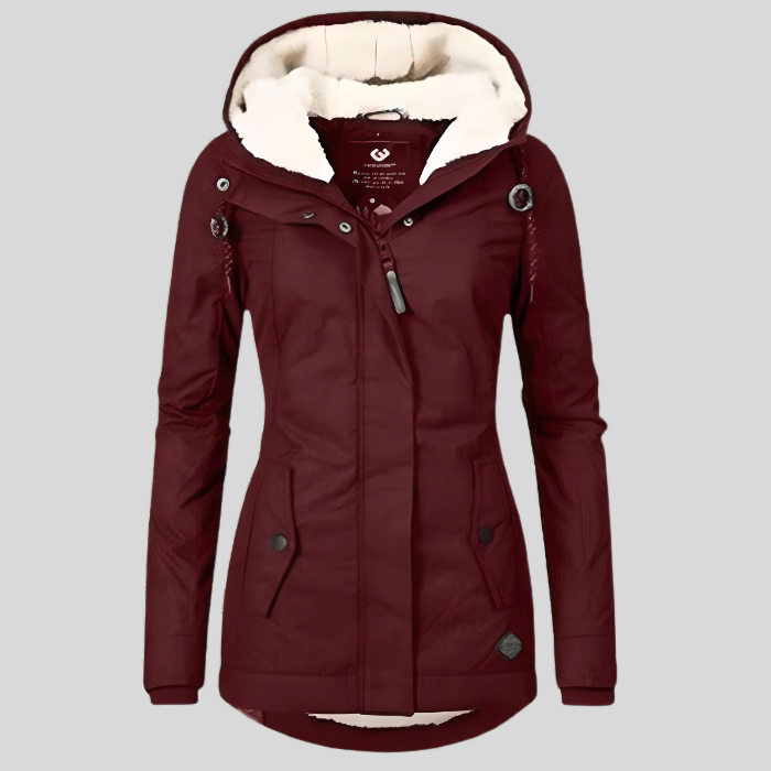 Women's Waterproof Long Jacket with Hood and Lining