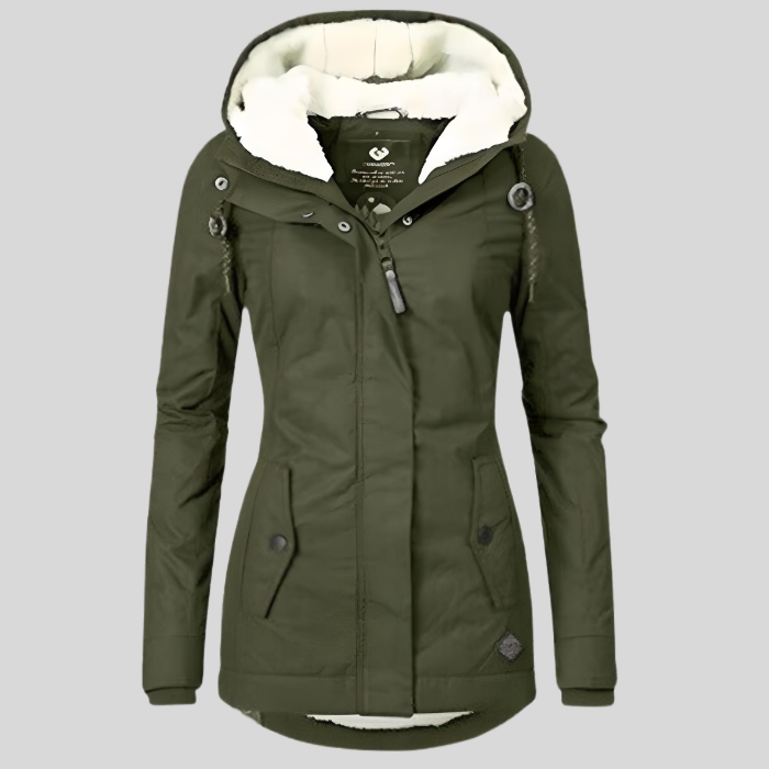 Women's Waterproof Long Jacket with Hood and Lining