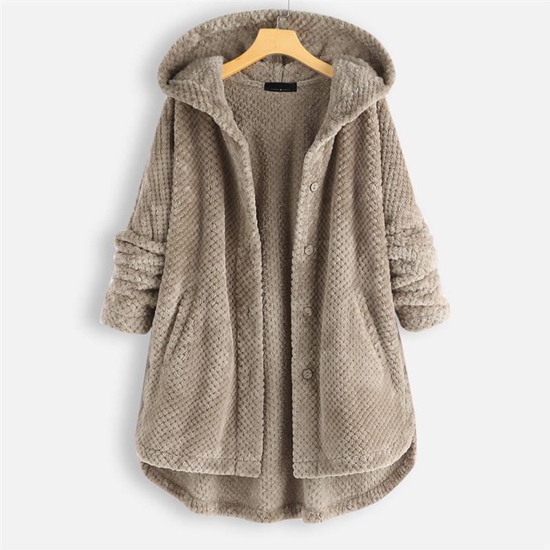 Women's jacket with hood in double-sided fleece
