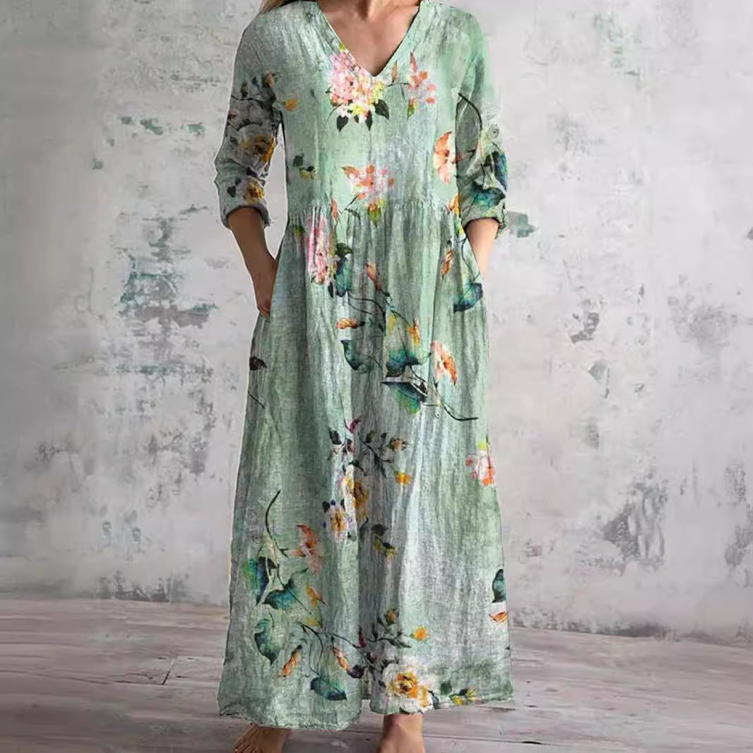 Murphy | Summer Dress with V-Neck and Floral Pattern
