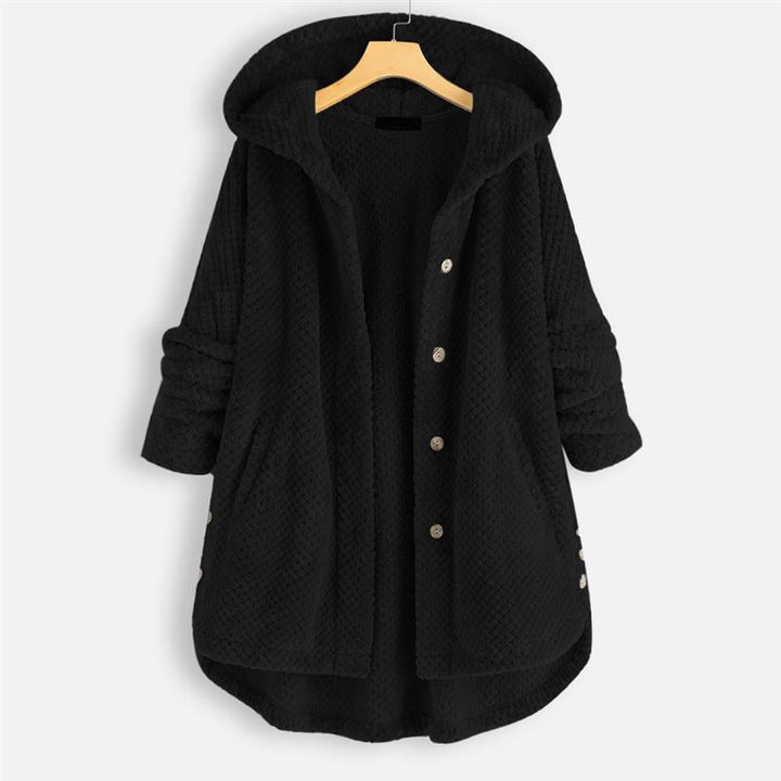 Women's jacket with hood in double-sided fleece