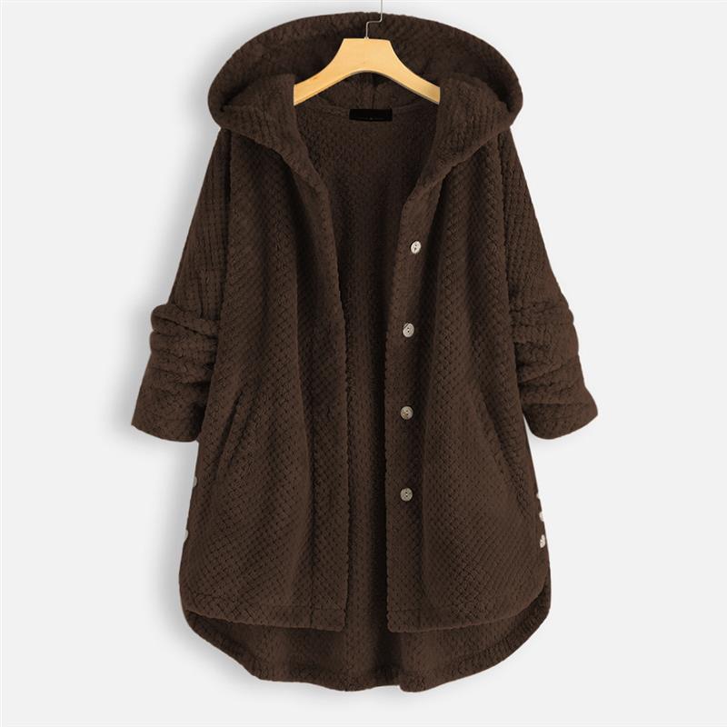 Women's jacket with hood in double-sided fleece