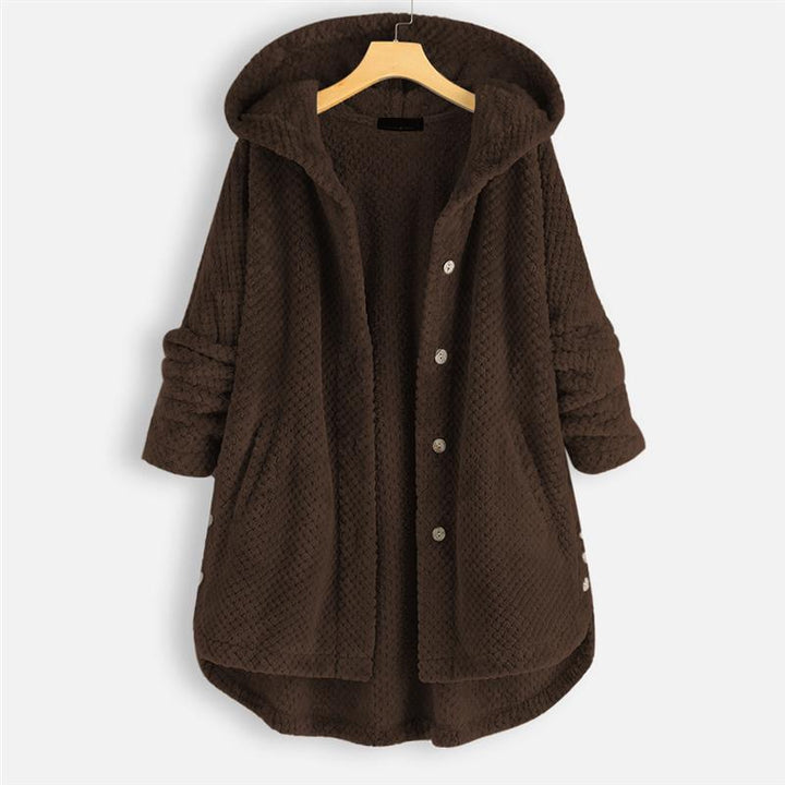 Women's jacket with hood in double-sided fleece