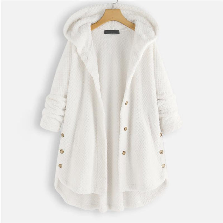 Women's jacket with hood in double-sided fleece