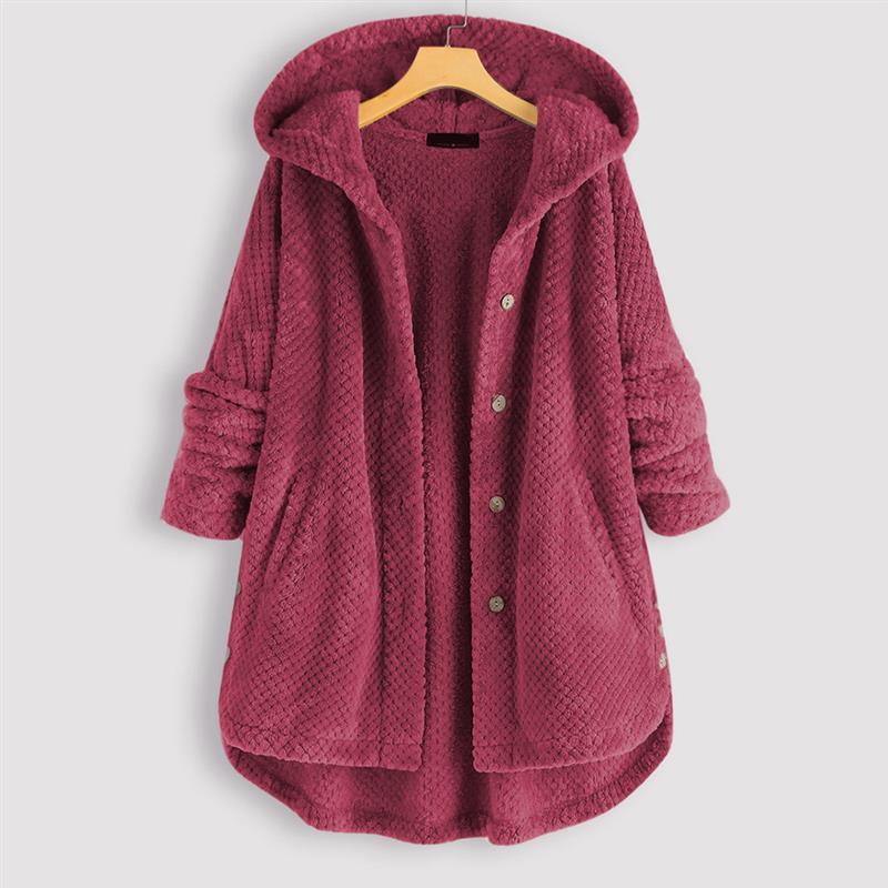 Women's jacket with hood in double-sided fleece