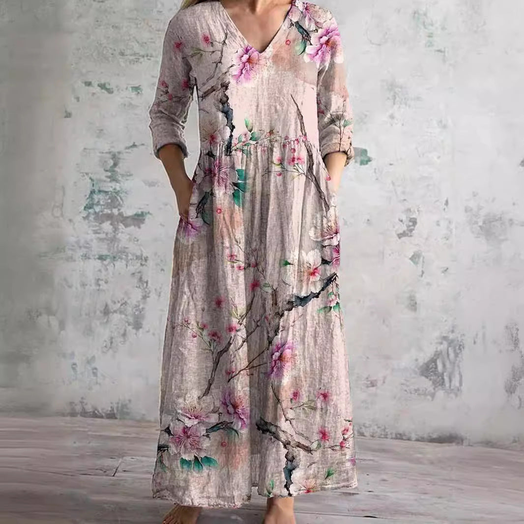 Murphy | Summer Dress with V-Neck and Floral Pattern