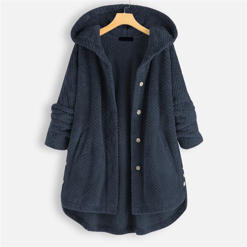 Women's jacket with hood in double-sided fleece