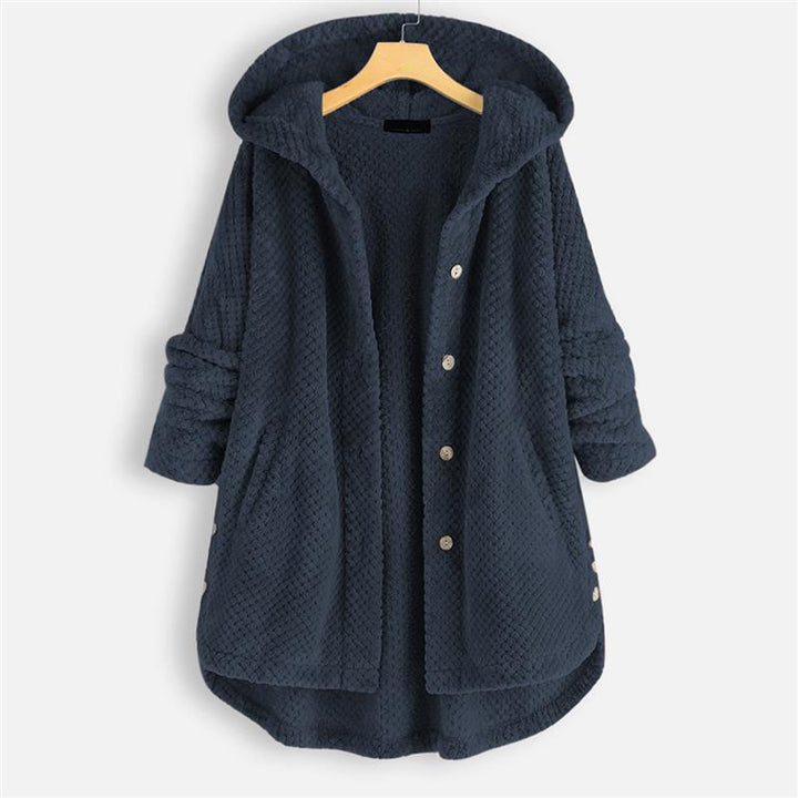 Women's jacket with hood in double-sided fleece