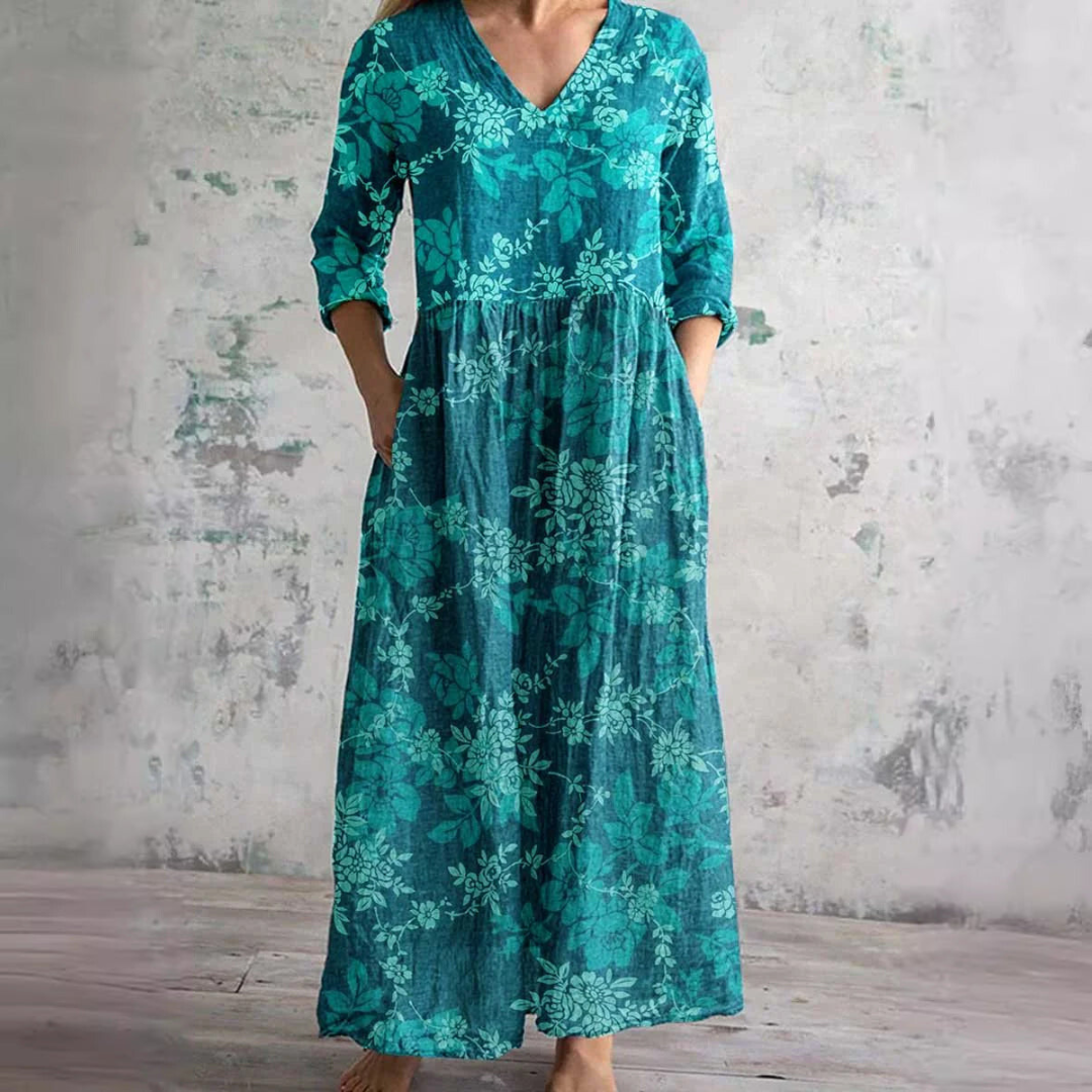 Murphy | Summer Dress with V-Neck and Floral Pattern