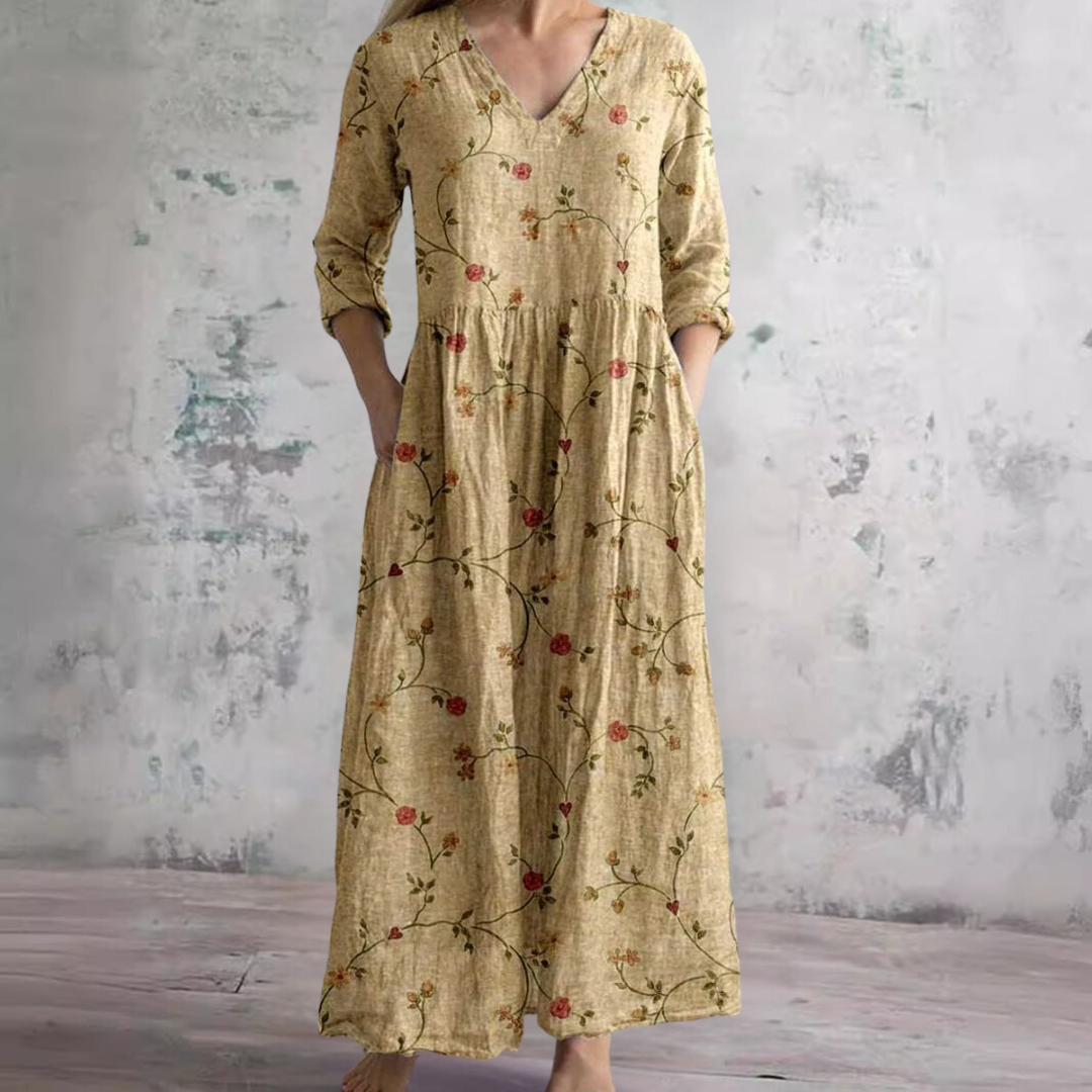 Murphy | Summer Dress with V-Neck and Floral Pattern
