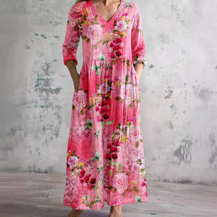 Murphy | Summer Dress with V-Neck and Floral Pattern