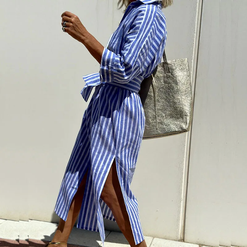 Juniper | Elegant Striped Shirt Dress