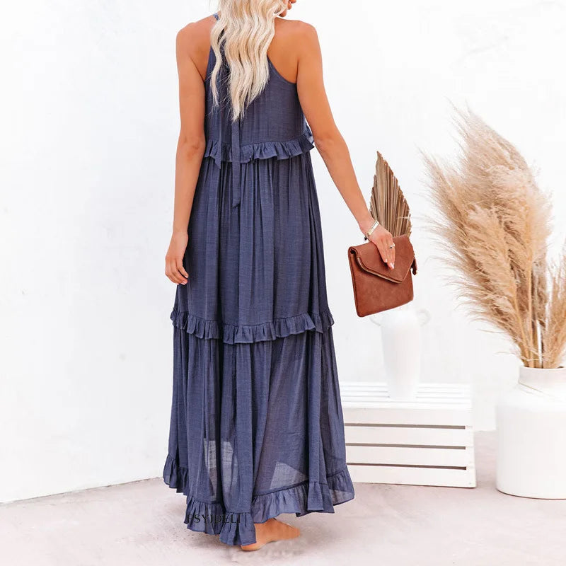 Women's Chic Ruffle Trim Sleeveless Dress