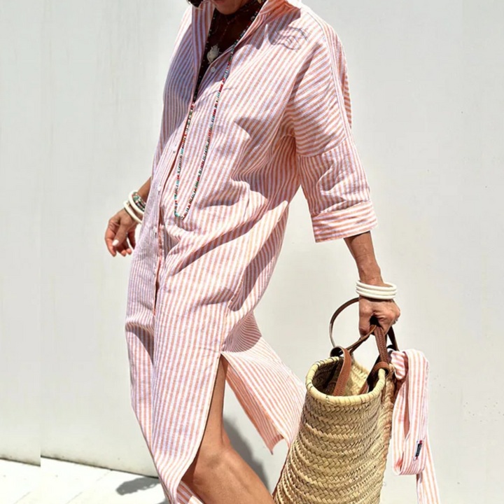 Juniper | Elegant Striped Shirt Dress