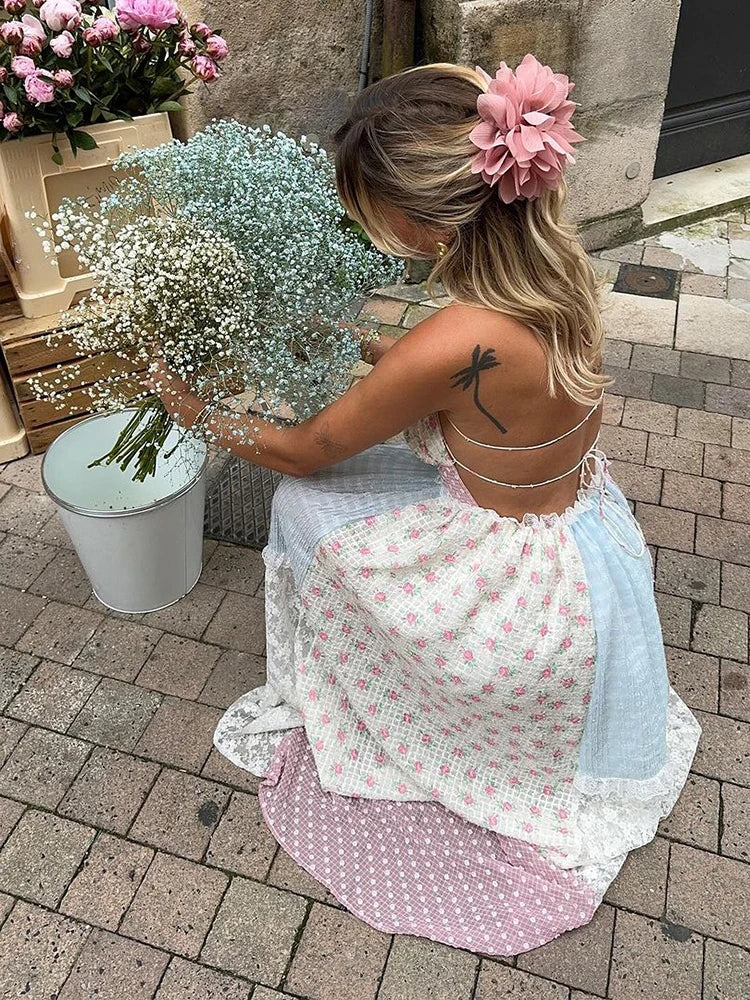 Cedar | Patchwork Floral A-Line Maxi Dress