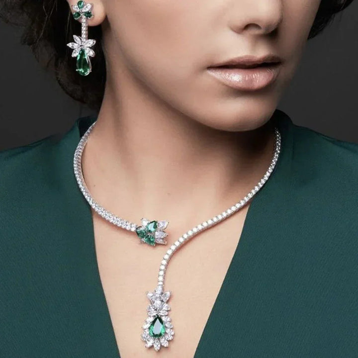 Vintage Smaragdblüten-Halskette