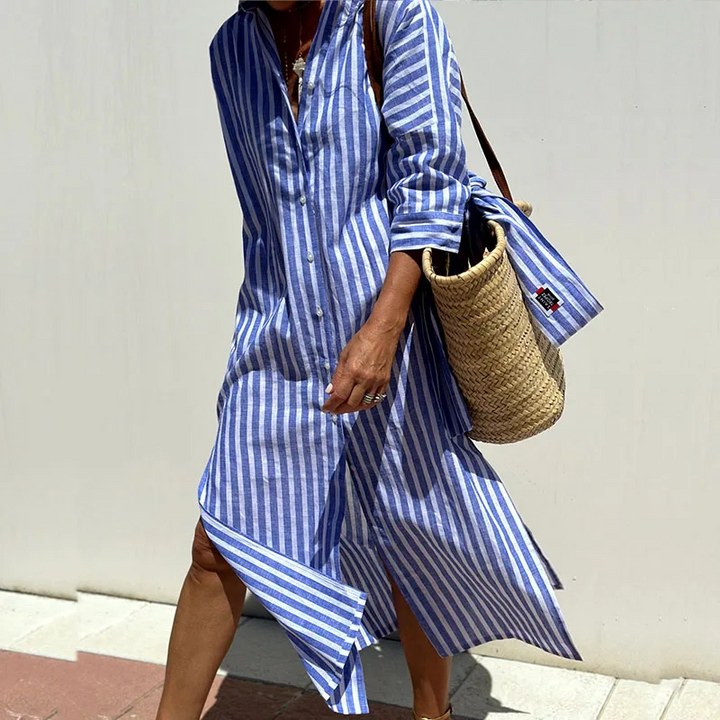 Juniper | Elegant Striped Shirt Dress