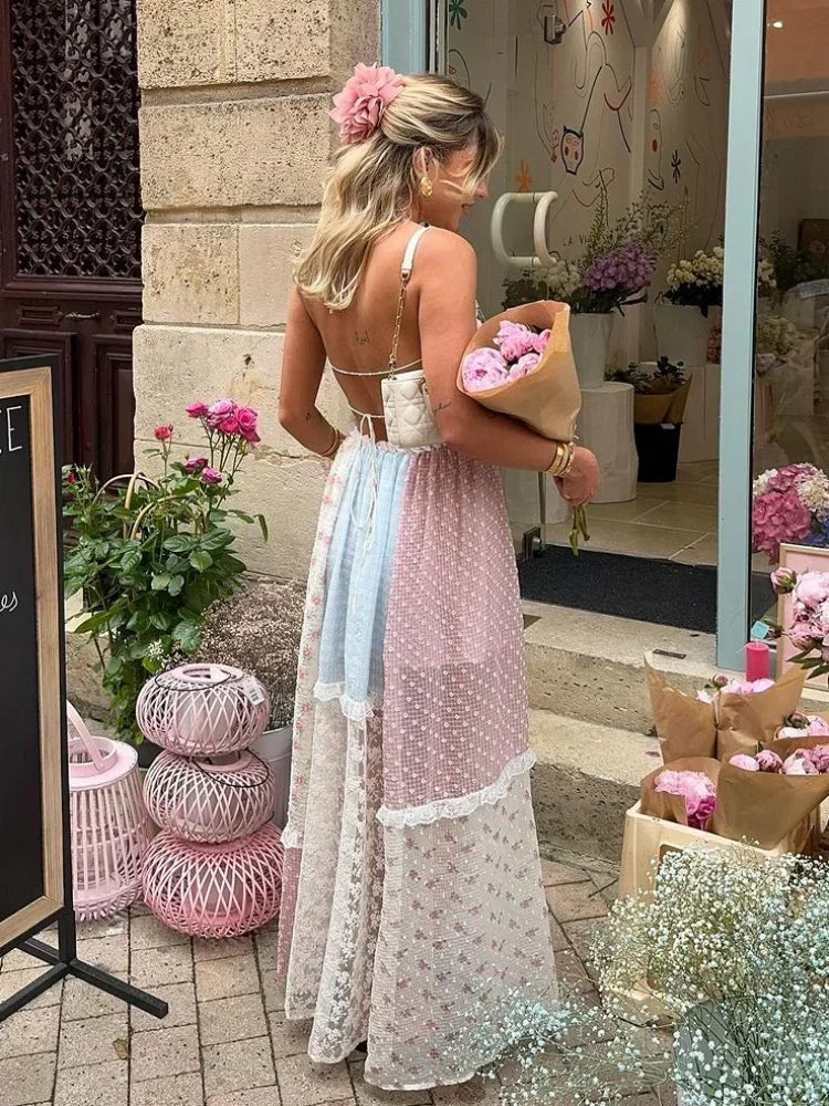 Cedar | Patchwork Floral A-Line Maxi Dress
