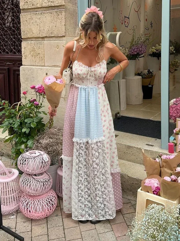 Cedar | Patchwork Floral A-Line Maxi Dress