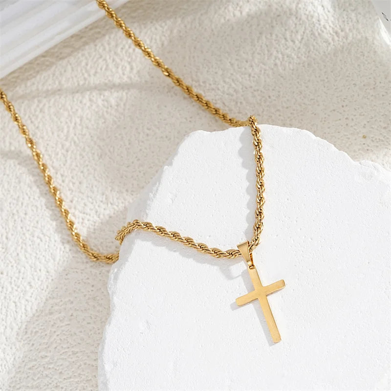 Unisex Gold Kreuz Halskette