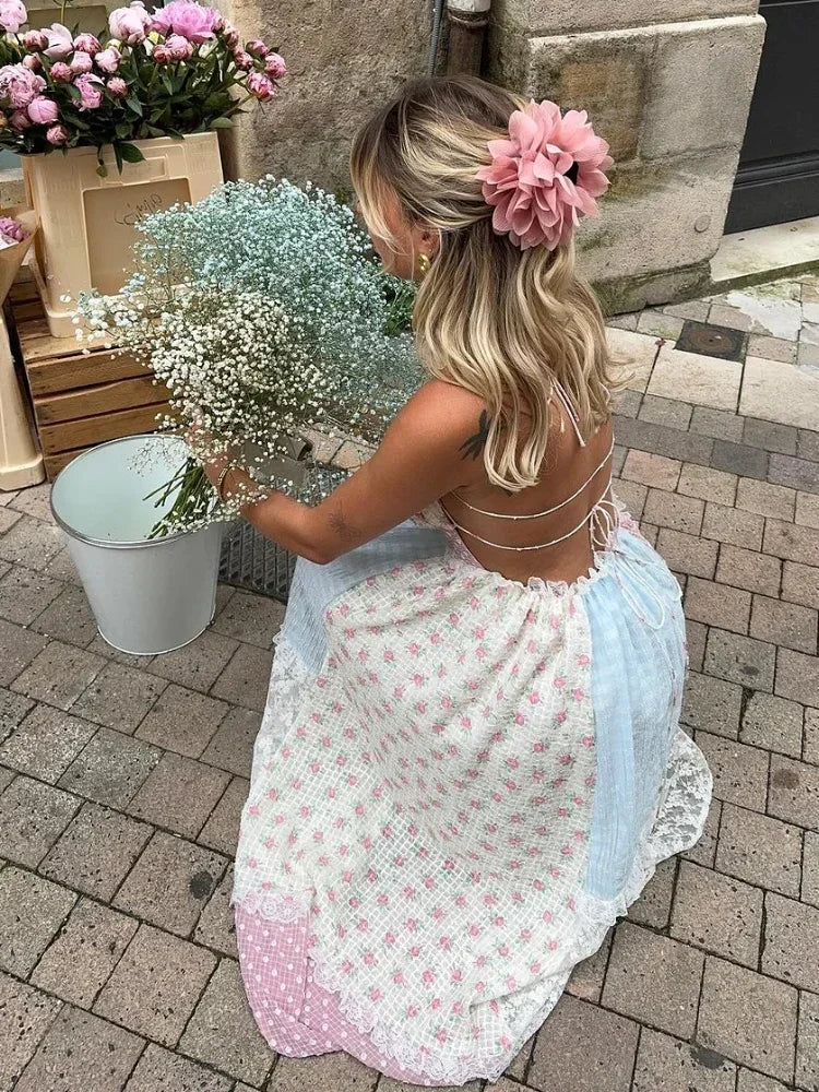 Cedar | Patchwork Floral A-Line Maxi Dress
