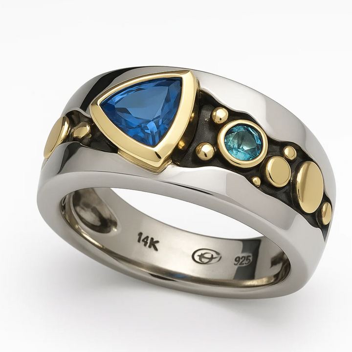 Vintage Blau Zirkonia Boho Ring
