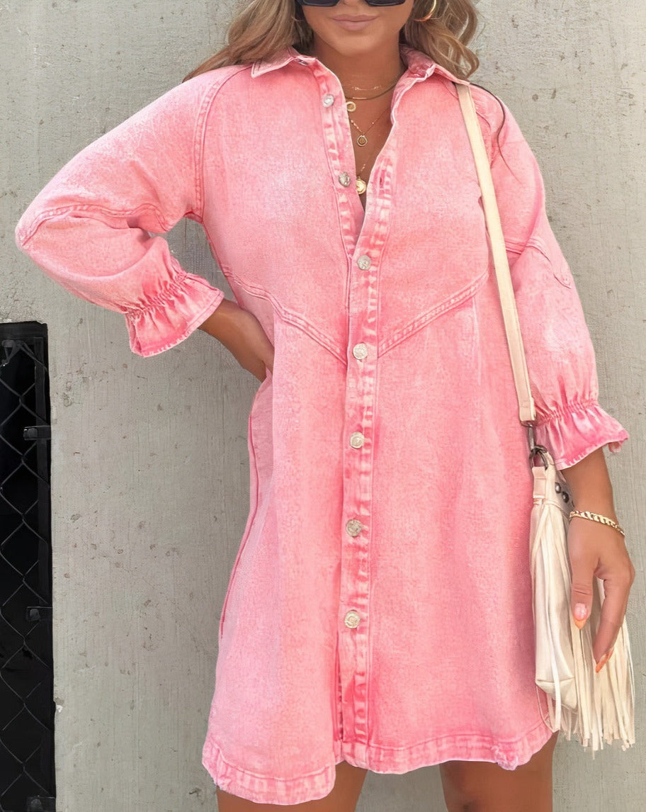 Women's Denim Dress Shirt Long Sleeve