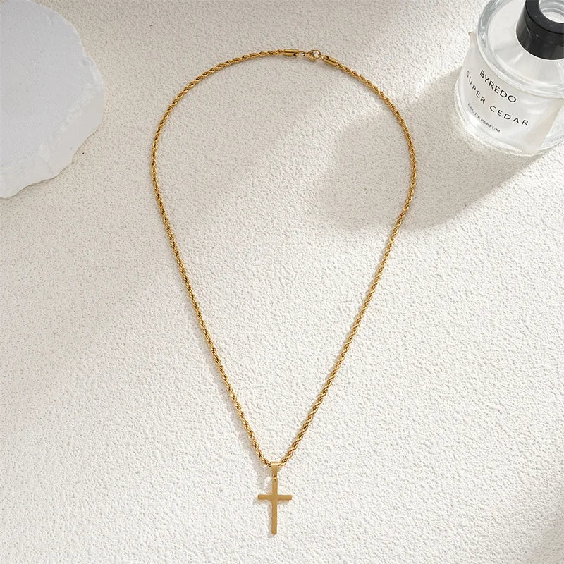 Unisex Gold Kreuz Halskette