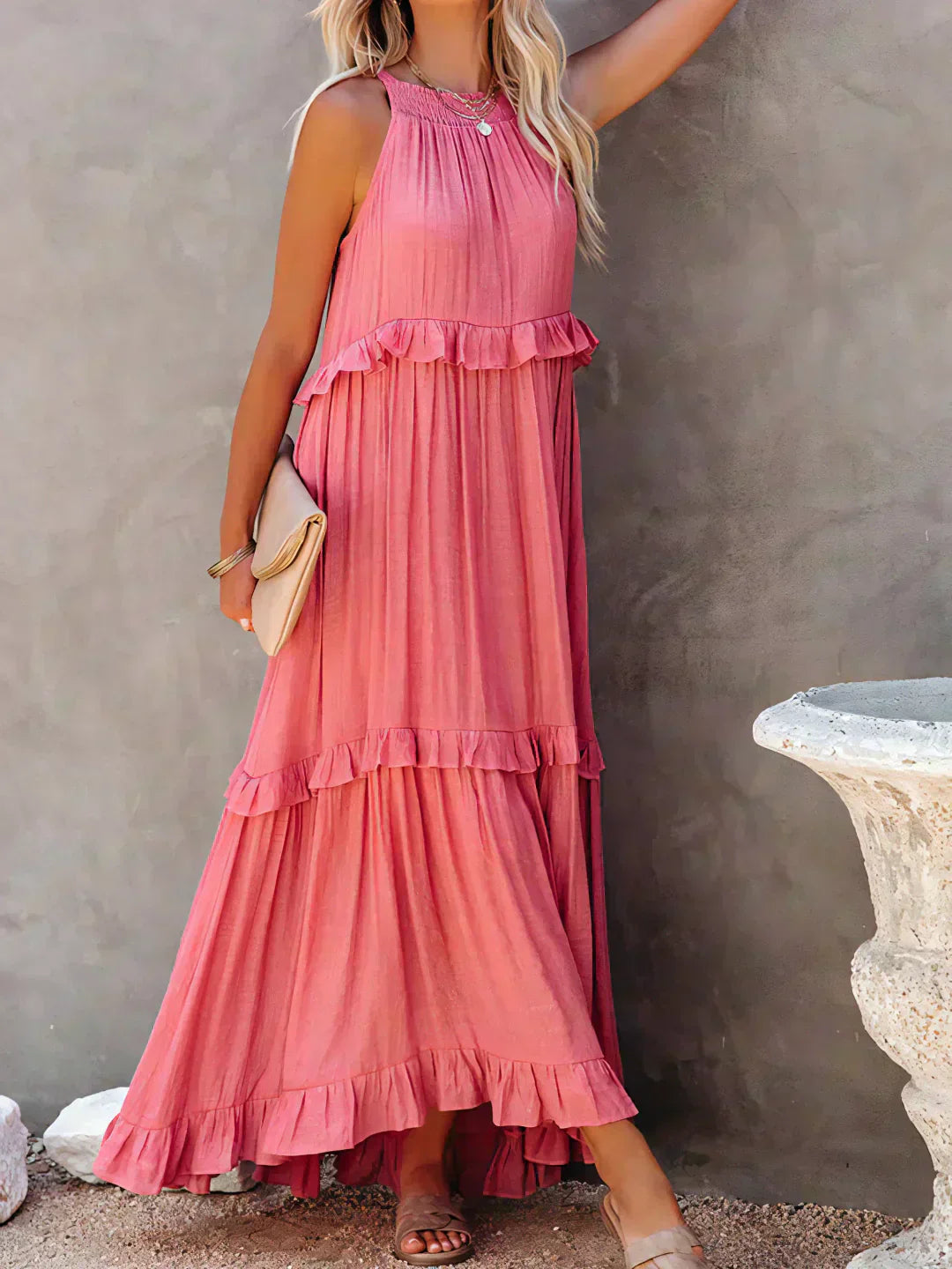 Women's Chic Ruffle Trim Sleeveless Dress