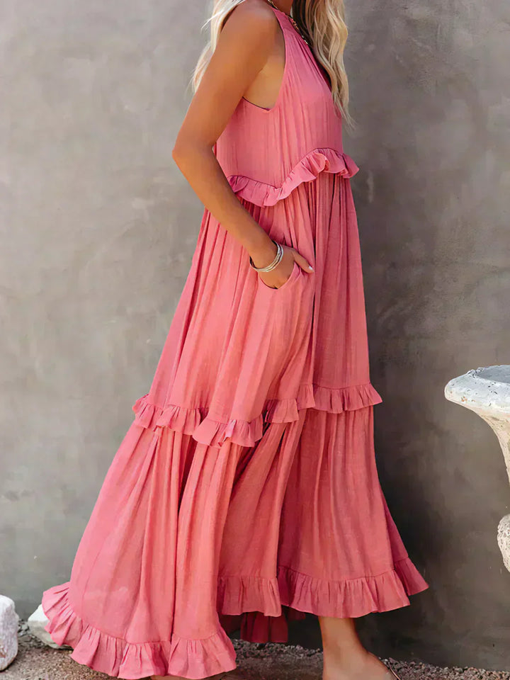 Women's Chic Ruffle Trim Sleeveless Dress
