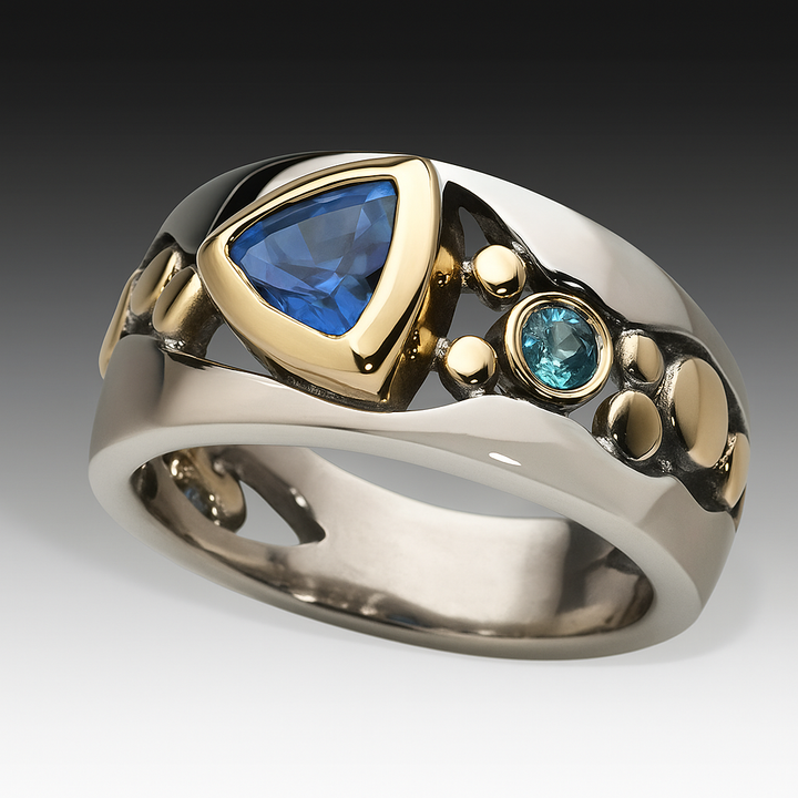 Vintage Blau Zirkonia Boho Ring