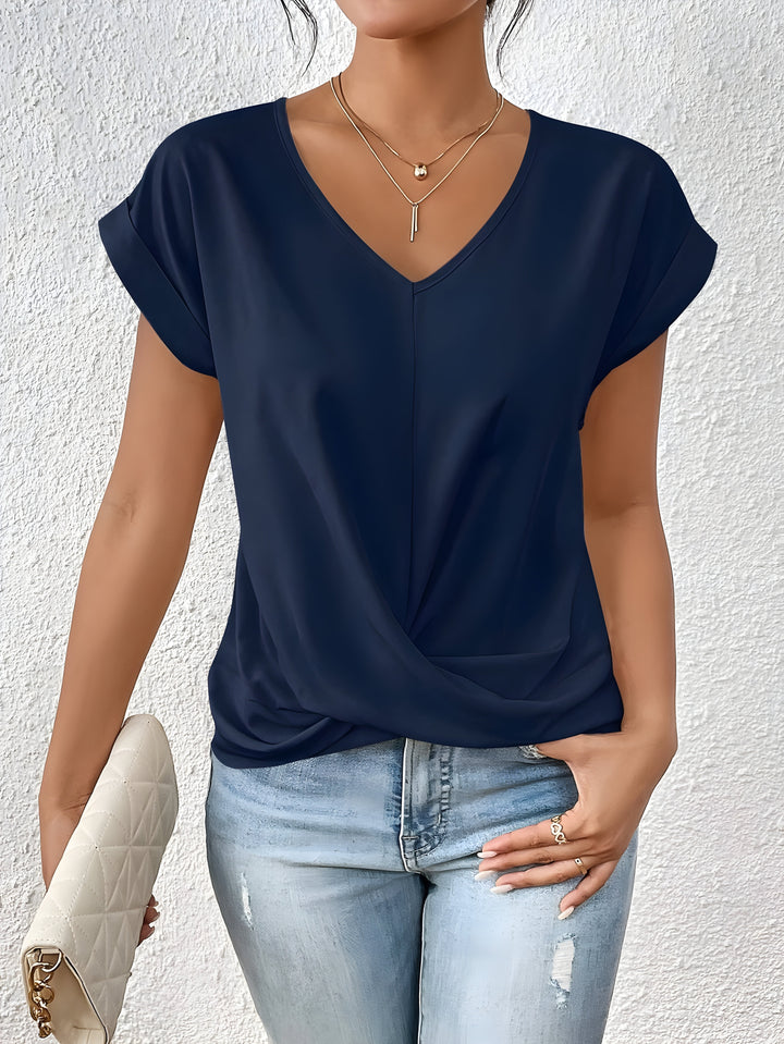 Women’s V-Neck Twist Shirt | Short Sleeve