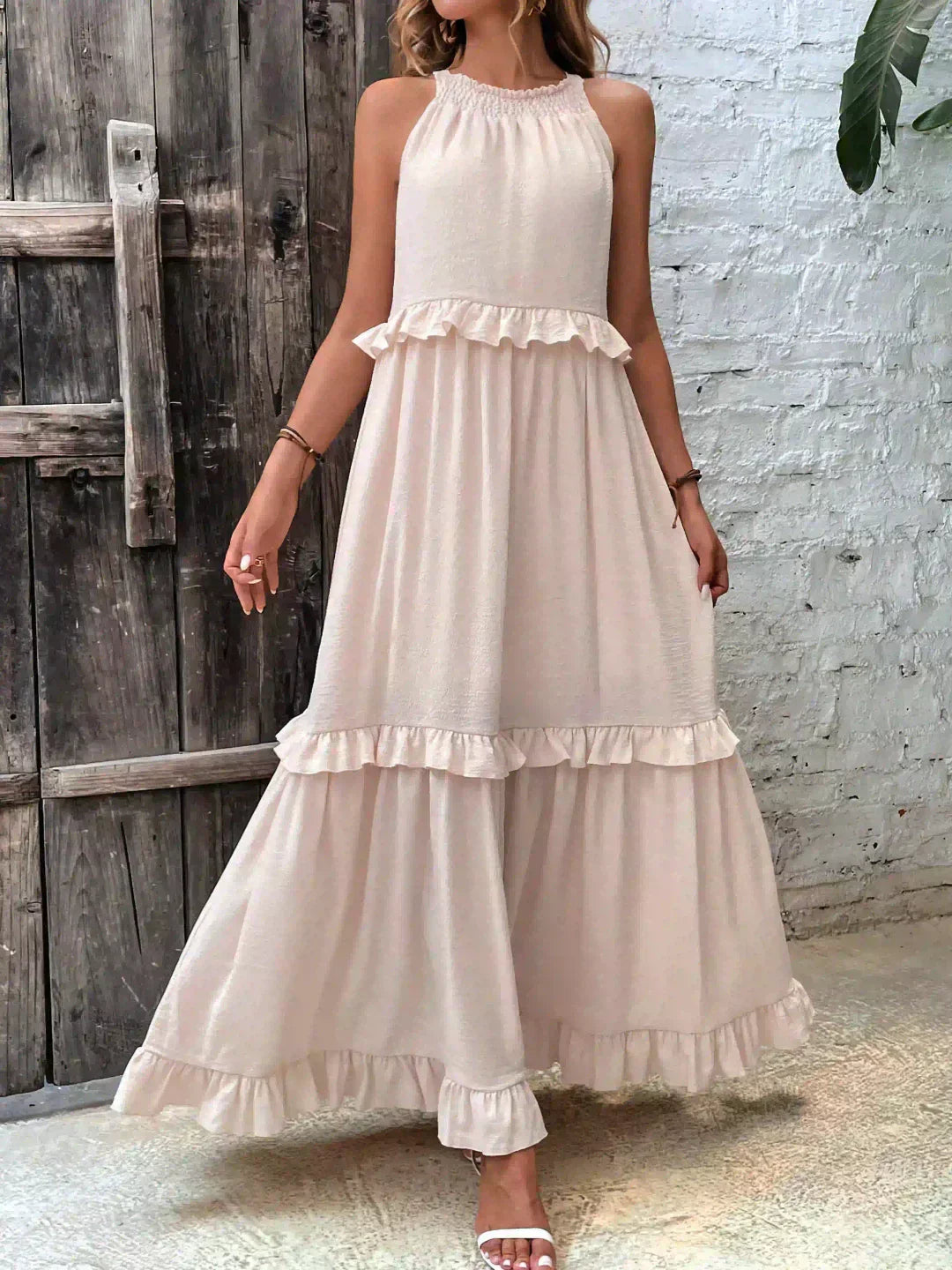 Women's Chic Ruffle Trim Sleeveless Dress