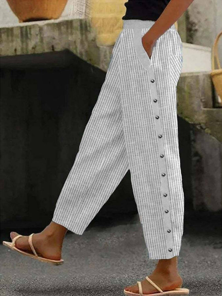 Saylor | Striped Button Pants