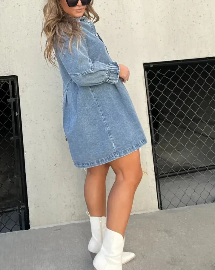Women's Denim Dress Shirt Long Sleeve