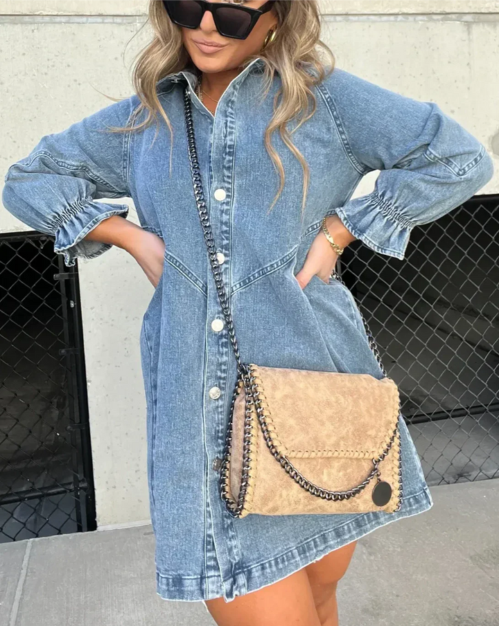 Women's Denim Dress Shirt Long Sleeve
