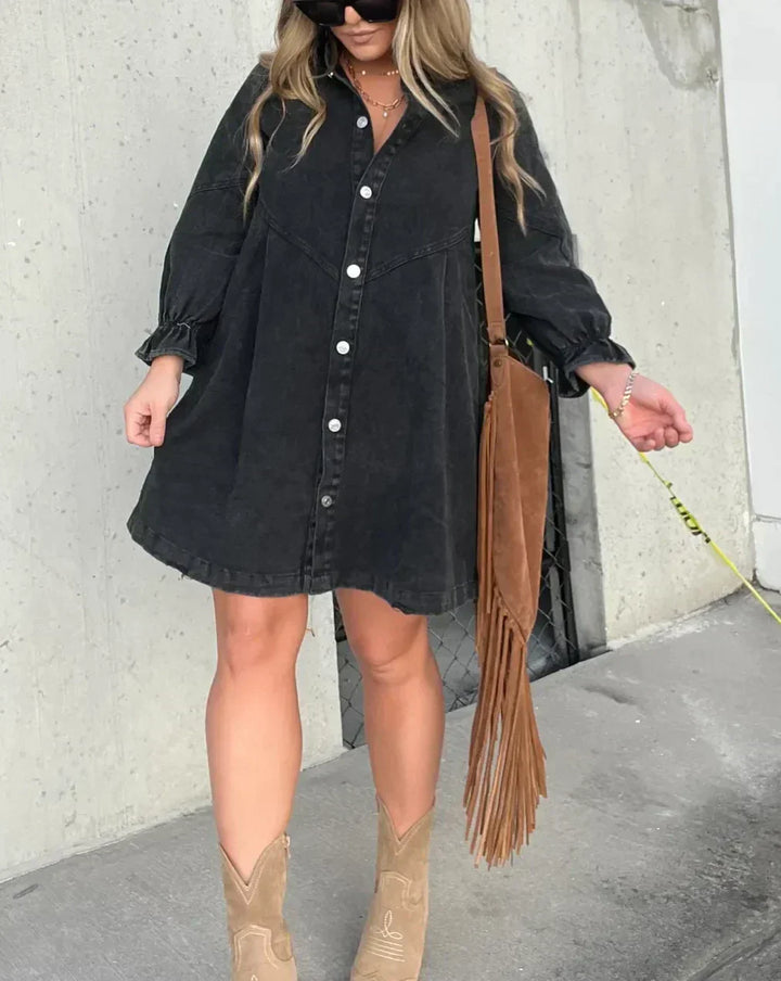 Women's Denim Dress Shirt Long Sleeve