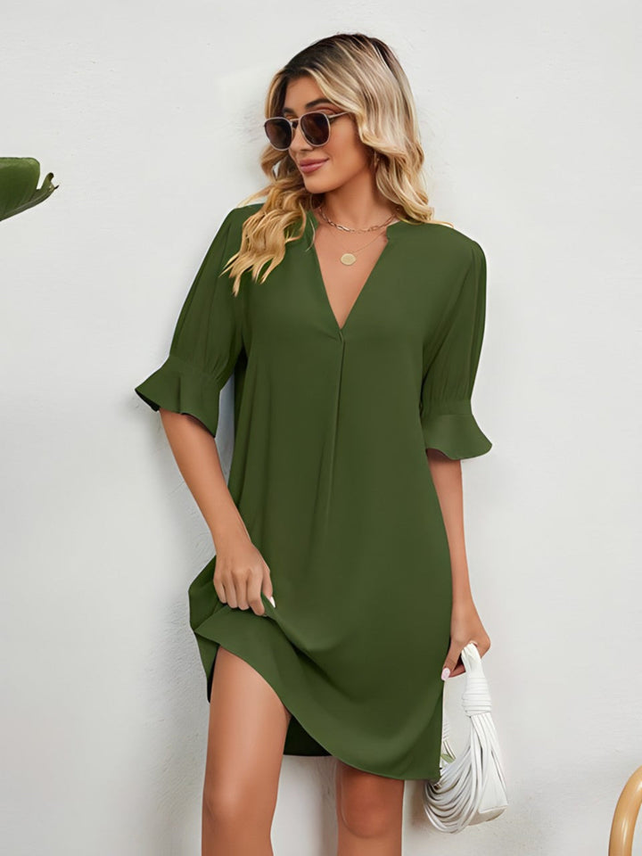 Valentina | Casual Loose Pleated Knee Length Dress