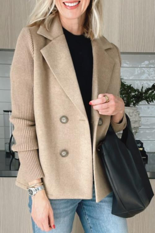 Women's Premium Chic Knit-Sleeve Blazer