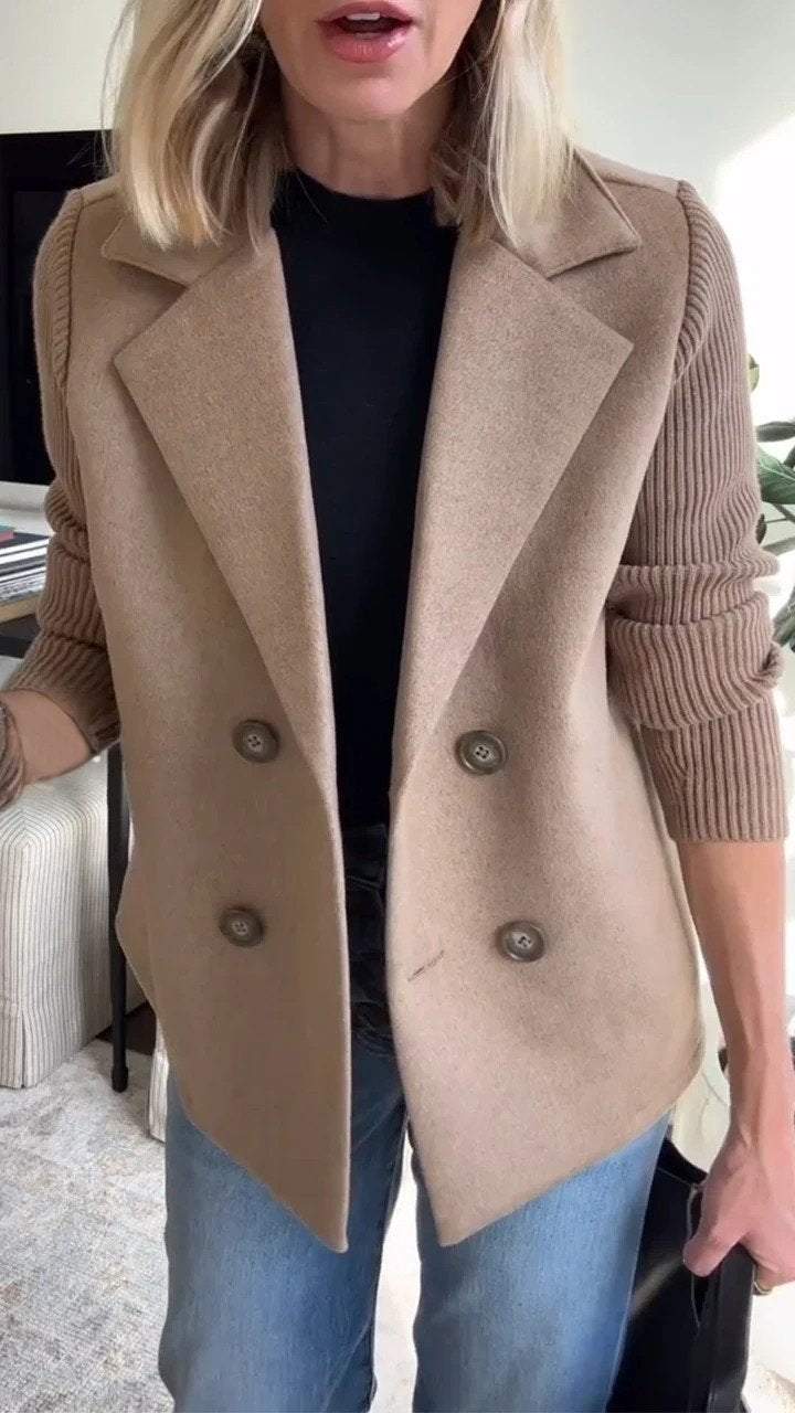 Women's Premium Chic Knit-Sleeve Blazer