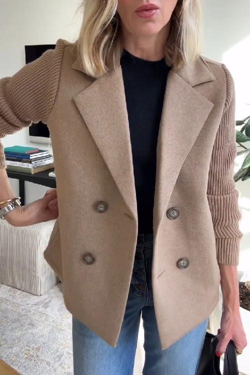 Women's Premium Chic Knit-Sleeve Blazer