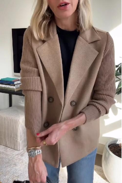 Women's Premium Chic Knit-Sleeve Blazer