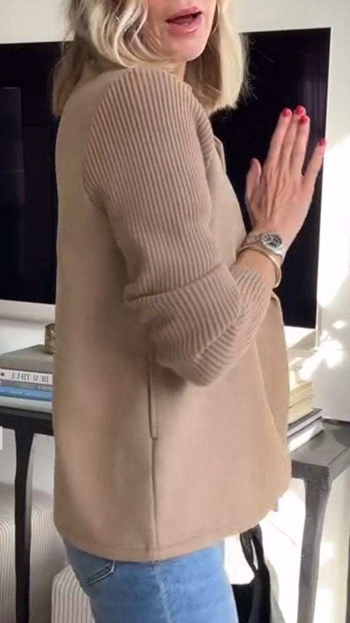 Women's Premium Chic Knit-Sleeve Blazer