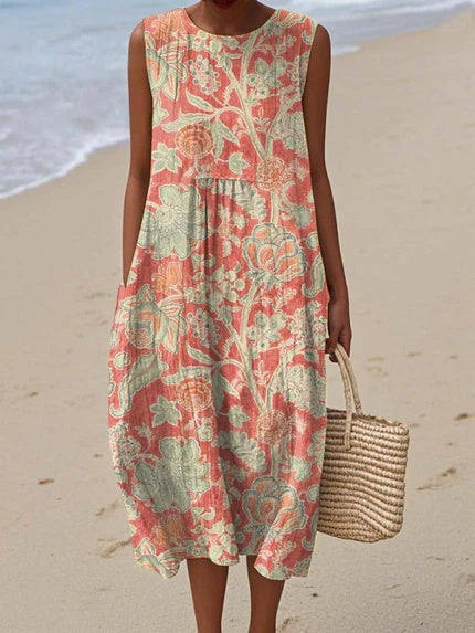 Women’s Sleeveless Floral Dress | Midi